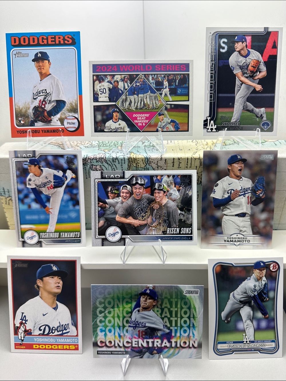 Shohei Ohtani & 2024 World Series Card w/ Yamamoto rookie card- Dodgers